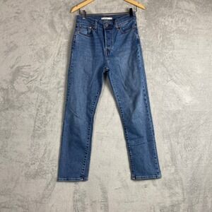 Levi's Wedgie Straight Jeans 28 Medium Blue High Rise Button Fly 34964-0130